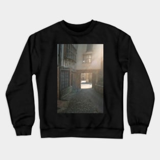 Medieval courtyard in Norwich bathed in sunlight Crewneck Sweatshirt